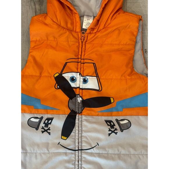 Disney Jumping Beans Vest Kids Large Orange Gray Polyester Hooded Full Zipper - Picture 5 of 7
